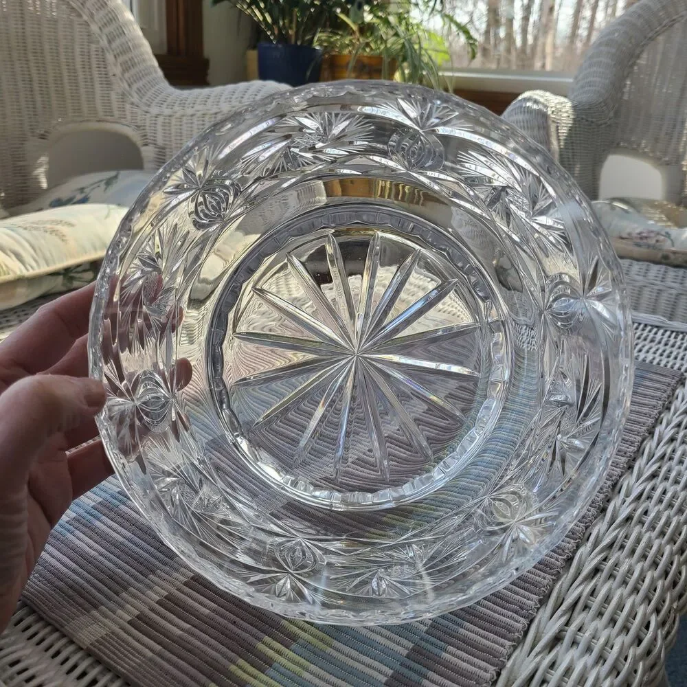 Crystal Clear Monica Pinwheel Elegant Cut Lead Crystal Bowl 8